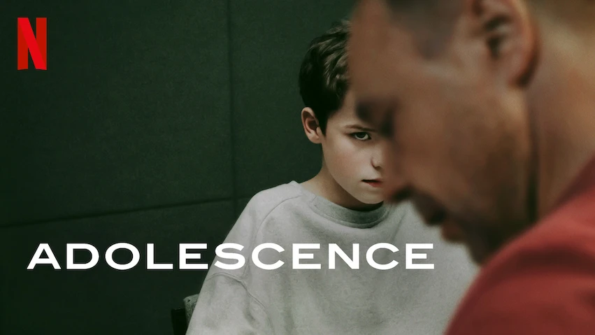 Netflix-dramat "Adolescence" som visar spänd scen mellan vuxen och barn på Viking IPTV.