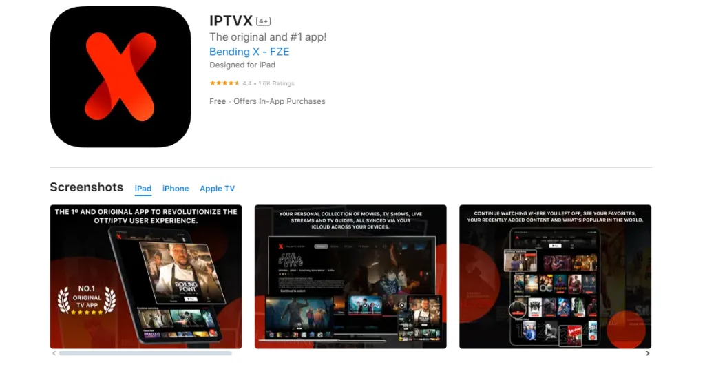 Installera iptvx från appbutiken på iOS