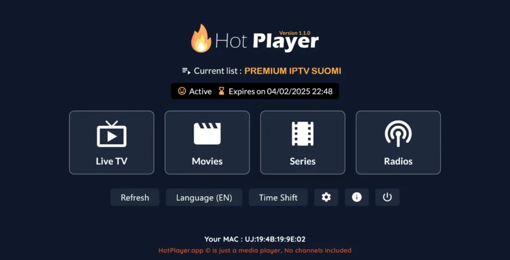 Het IPTV-spelarens gränssnitt